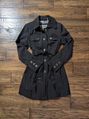 Guess trench coat black size small